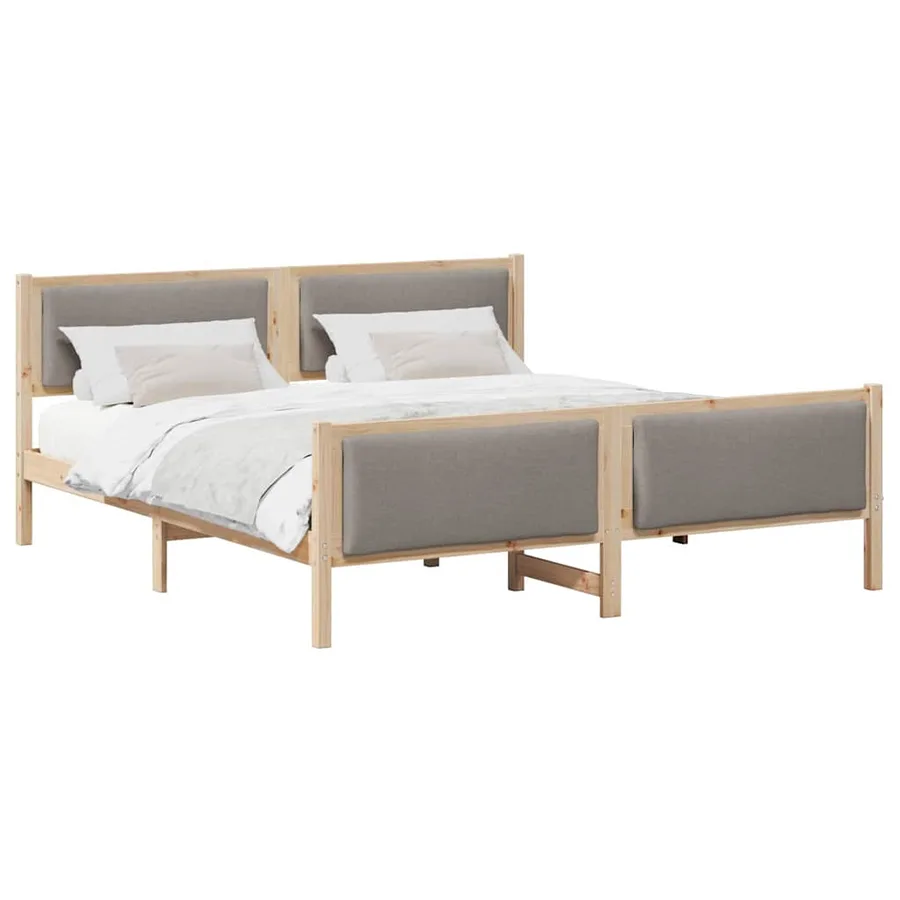 Cadre de lit avec tête de lit Taupe 200 x 200 cm tissu - 3