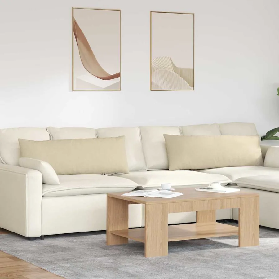 Coussins de canapé 2 pcs Crème 120 x 40 cm tissu