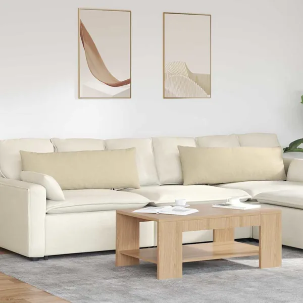 Coussins de canapé 2 pcs Crème 120 x 40 cm tissu