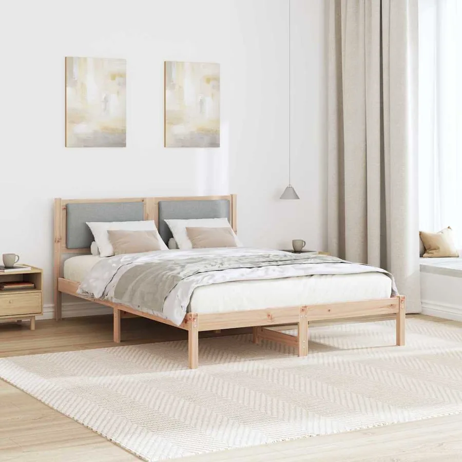Cadre de lit Gris clair 150 x 200 cm Pin massif - 4
