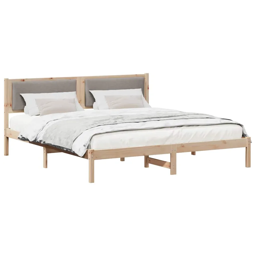 Cadre de lit avec tête de lit Taupe 180 x 200 cm Pin massif - 3