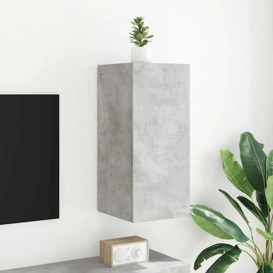 Meuble TV mural avec lumières LED gris béton 30,5x35x70 cm - 5