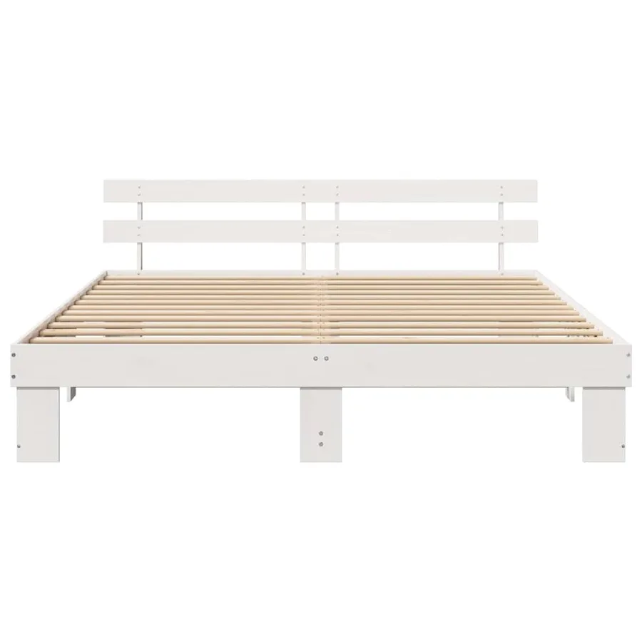 Cadre de lit avec tête de lit Blanc 180 x 200 cm Pin massif - 5