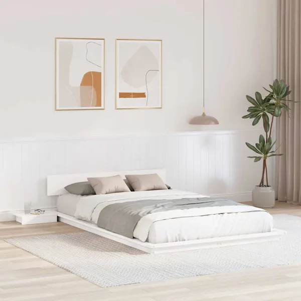 Cadre de lit Blanc 120 x 190 cm bois