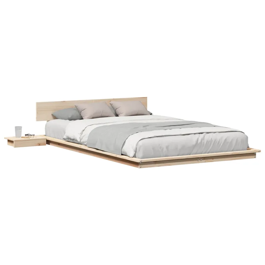 Cadre de lit Marron 135 x 190 cm bois - 2