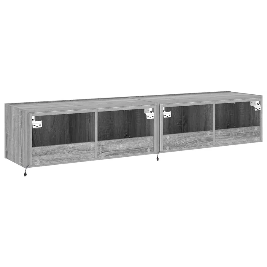 Meubles TV muraux et lumières LED 2pcs sonoma gris 80x35x31 cm - 11