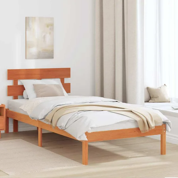 Cadre de lit Marron 100 x 200 cm Bois de pin massif