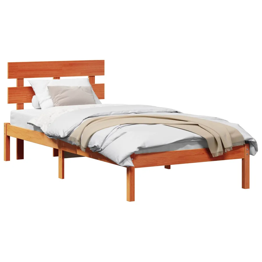 Cadre de lit Marron 100 x 200 cm Bois de pin massif - 2