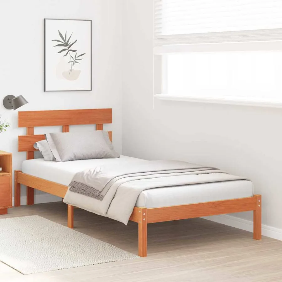 Cadre de lit Marron 100 x 200 cm Bois de pin massif - 3