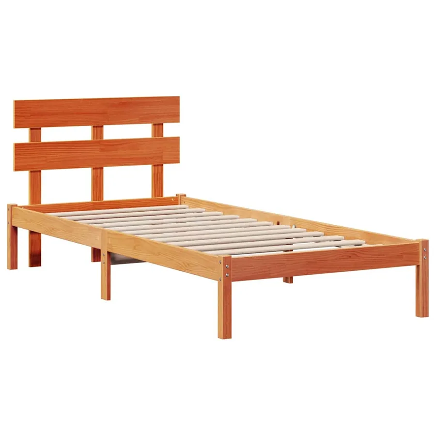Cadre de lit Marron 100 x 200 cm Bois de pin massif - 4