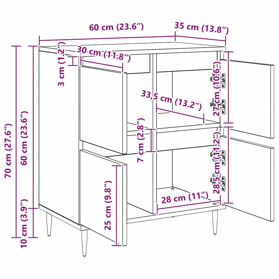 Armoire de rangement 2 pcs Chêne artisanal 60 x 35 x 70 cm - 15