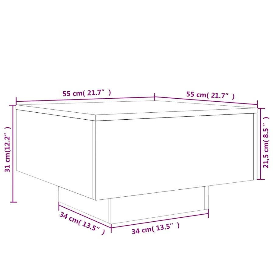 Table basse chêne fumé 55x55x31 cm bois d'ingénierie - 10