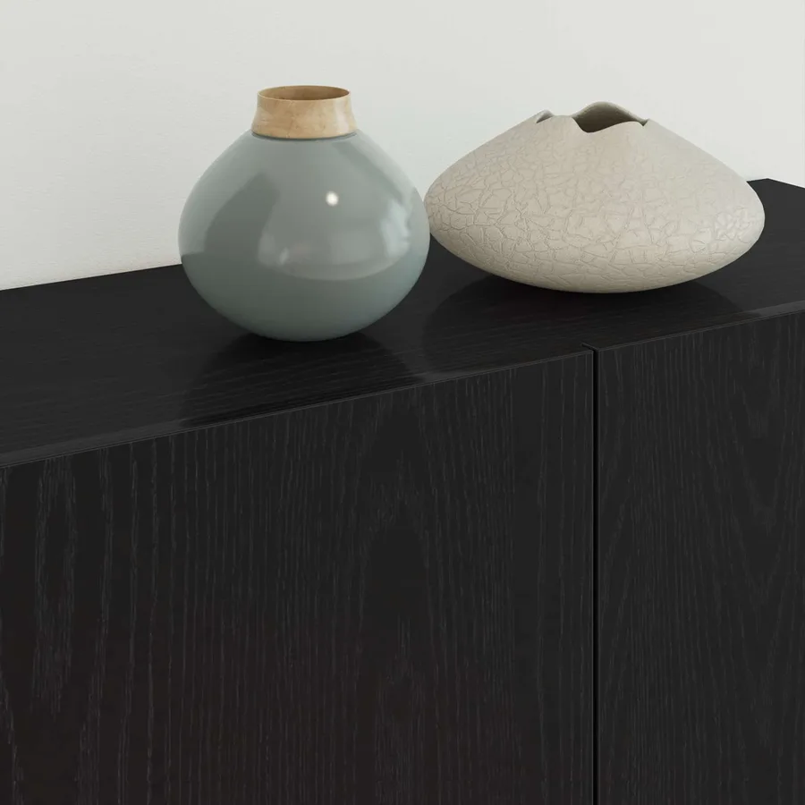 Meuble TV Montage mural 4 pcs Chêne noir Bois d'ingénierie - 4
