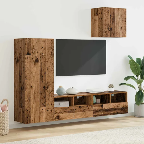 Meubles TV muraux 4 pcs Bois Ancien Bois d'ingénierie