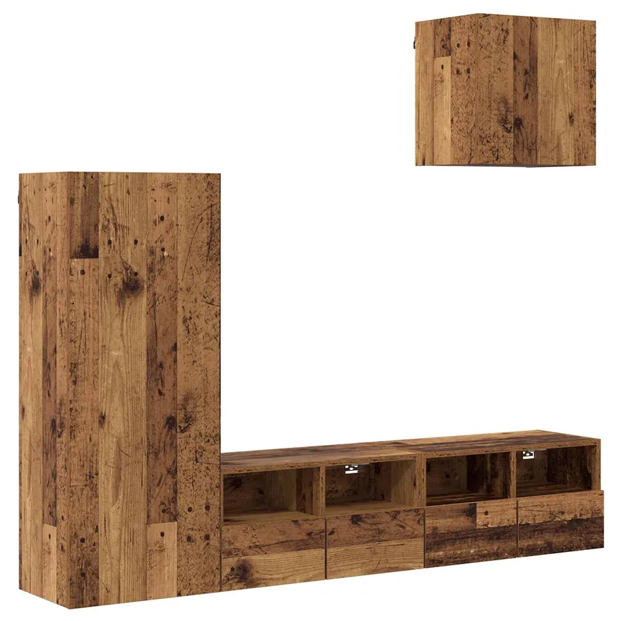 Meubles TV muraux 4 pcs Bois Ancien Bois d'ingénierie - 2