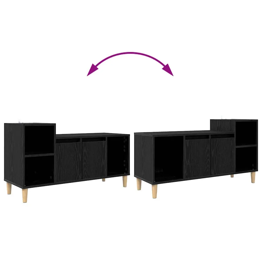 Meuble TV Chêne noir 100 x 35 x 55 cm Bois d'ingénierie - 11