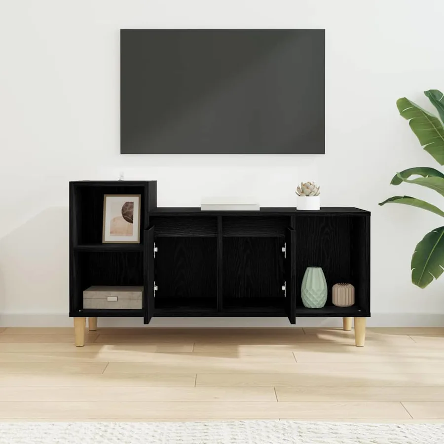 Meuble TV Chêne noir 100 x 35 x 55 cm Bois d'ingénierie - 4