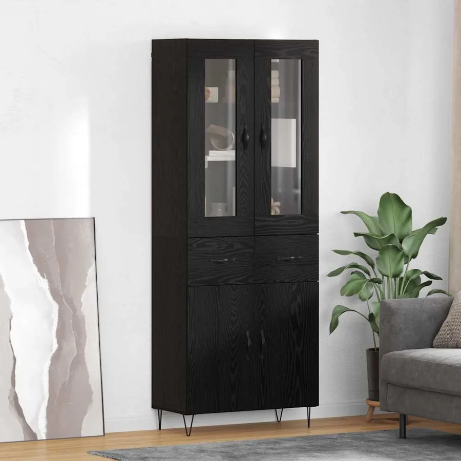 Haut Armoire Chêne noir 69,5 x 34 x 90 cm Bois d'ingénierie