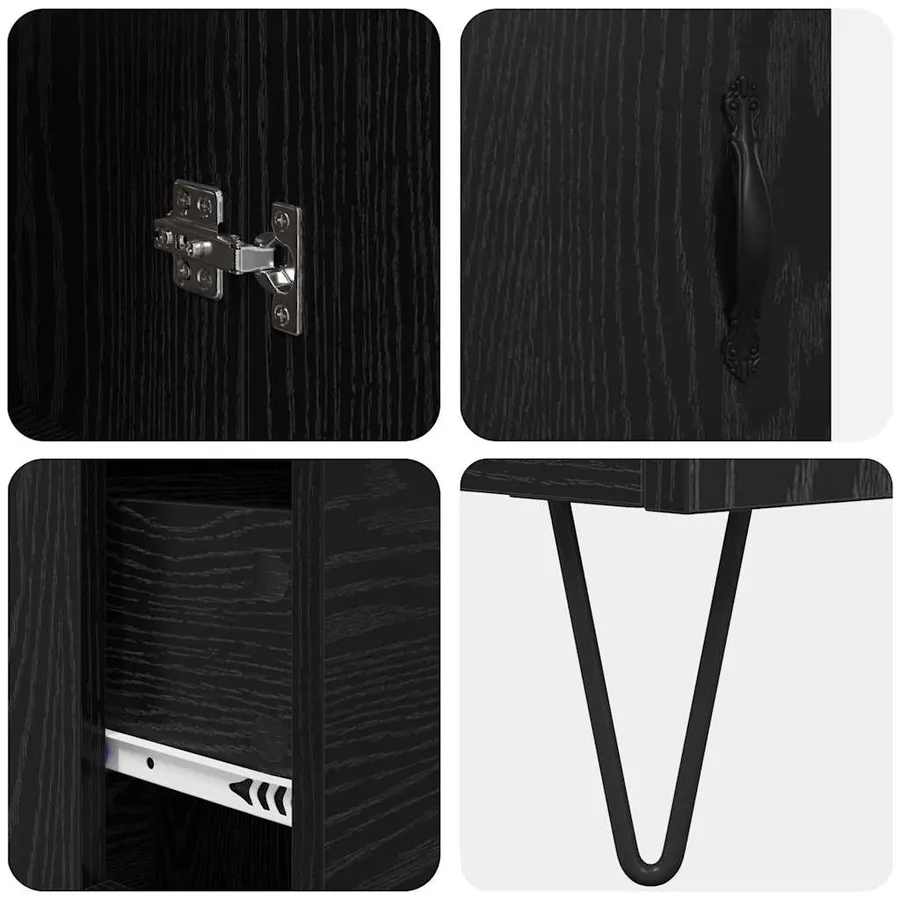 Haut Armoire Chêne noir 69,5 x 34 x 90 cm Bois d'ingénierie - 11
