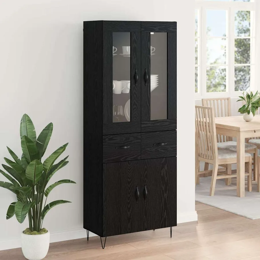 Haut Armoire Chêne noir 69,5 x 34 x 90 cm Bois d'ingénierie - 4