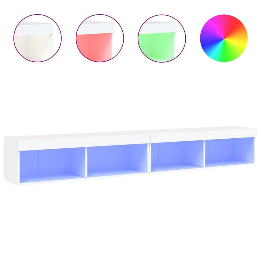 Meubles TV avec lumières LED 2 pcs blanc 100x30x30 cm - 2