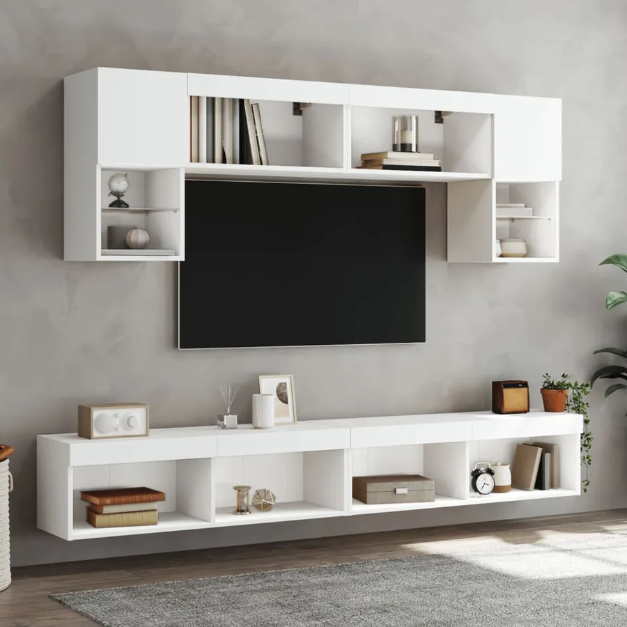 Meubles TV avec lumières LED 2 pcs blanc 100x30x30 cm - 3