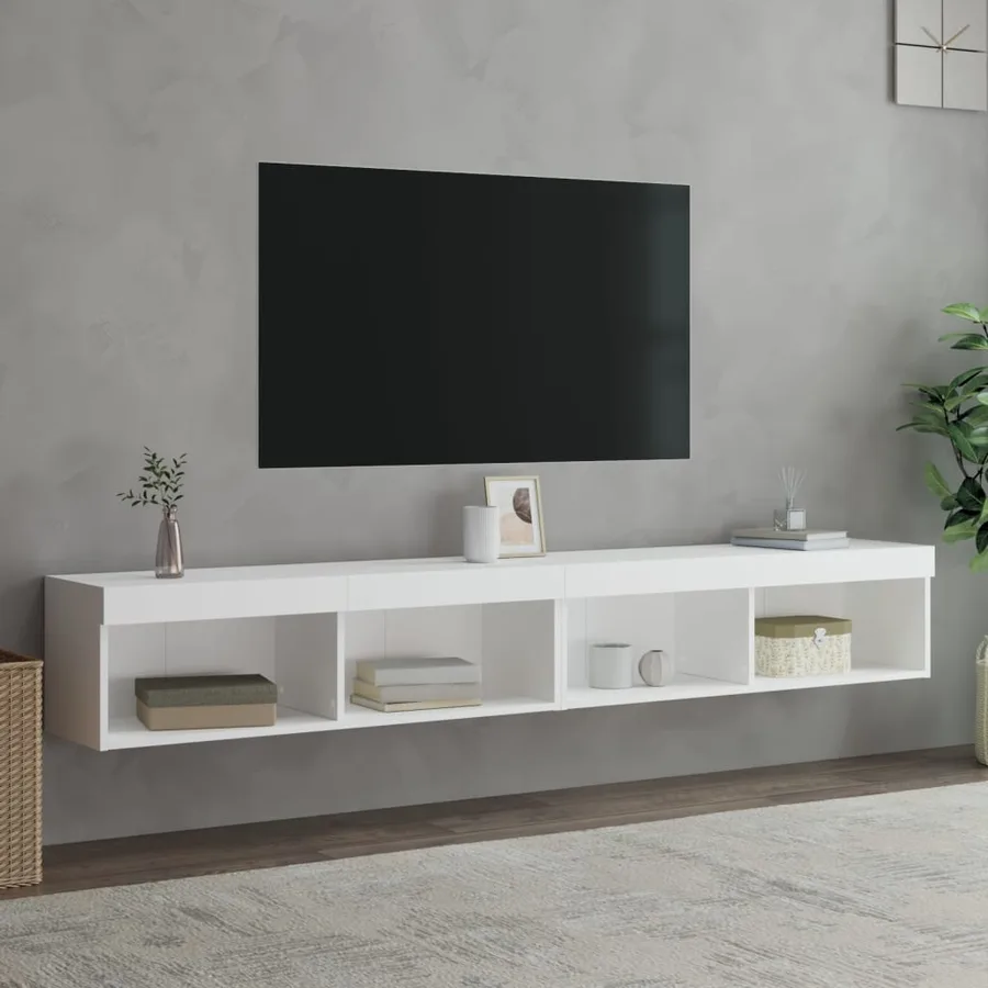 Meubles TV avec lumières LED 2 pcs blanc 100x30x30 cm - 5
