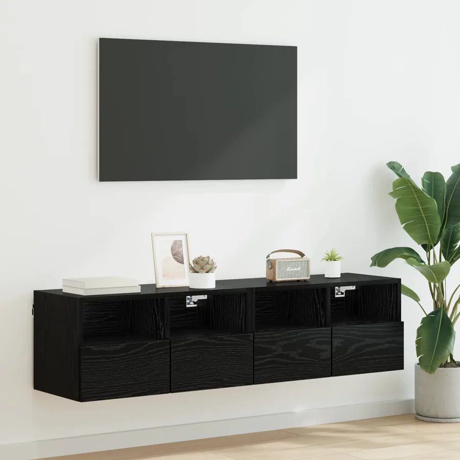 Meubles TV muraux 2 pcs Chêne noir 60 x 30 x 30 cm