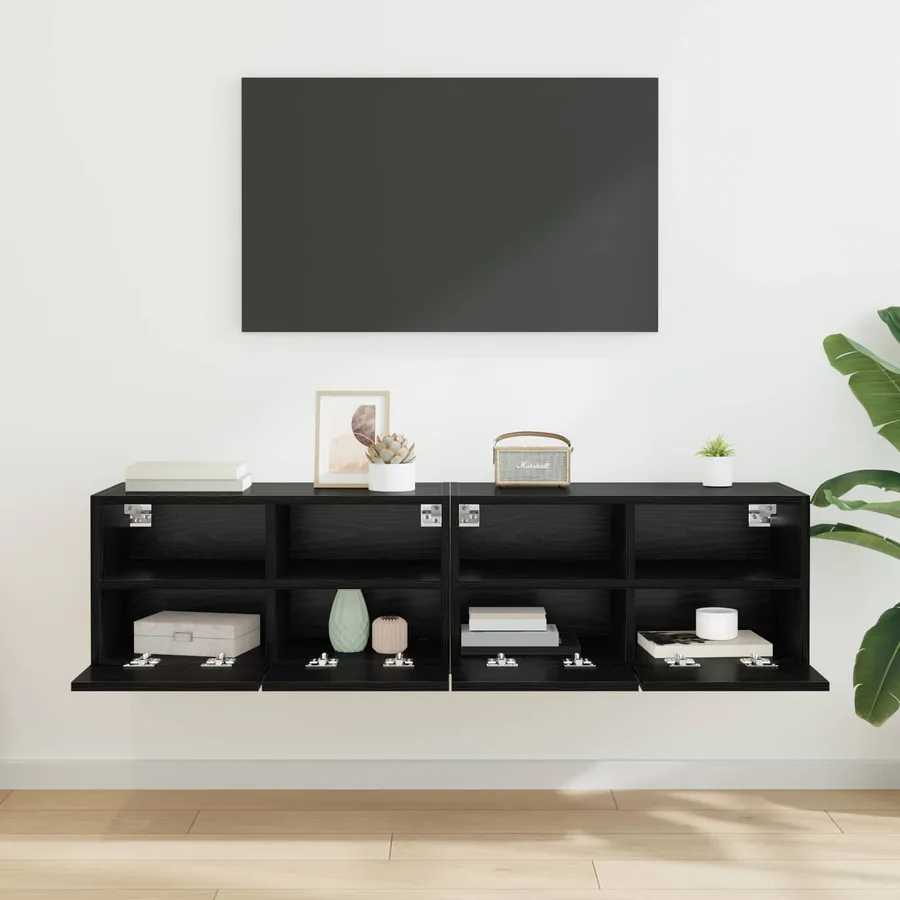Meubles TV muraux 2 pcs Chêne noir 60 x 30 x 30 cm - 4