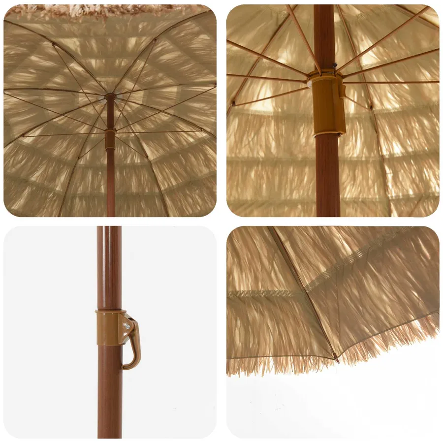Parasol de plage Naturel 255 x 255 x 255 cm Polyester et Acier - 3