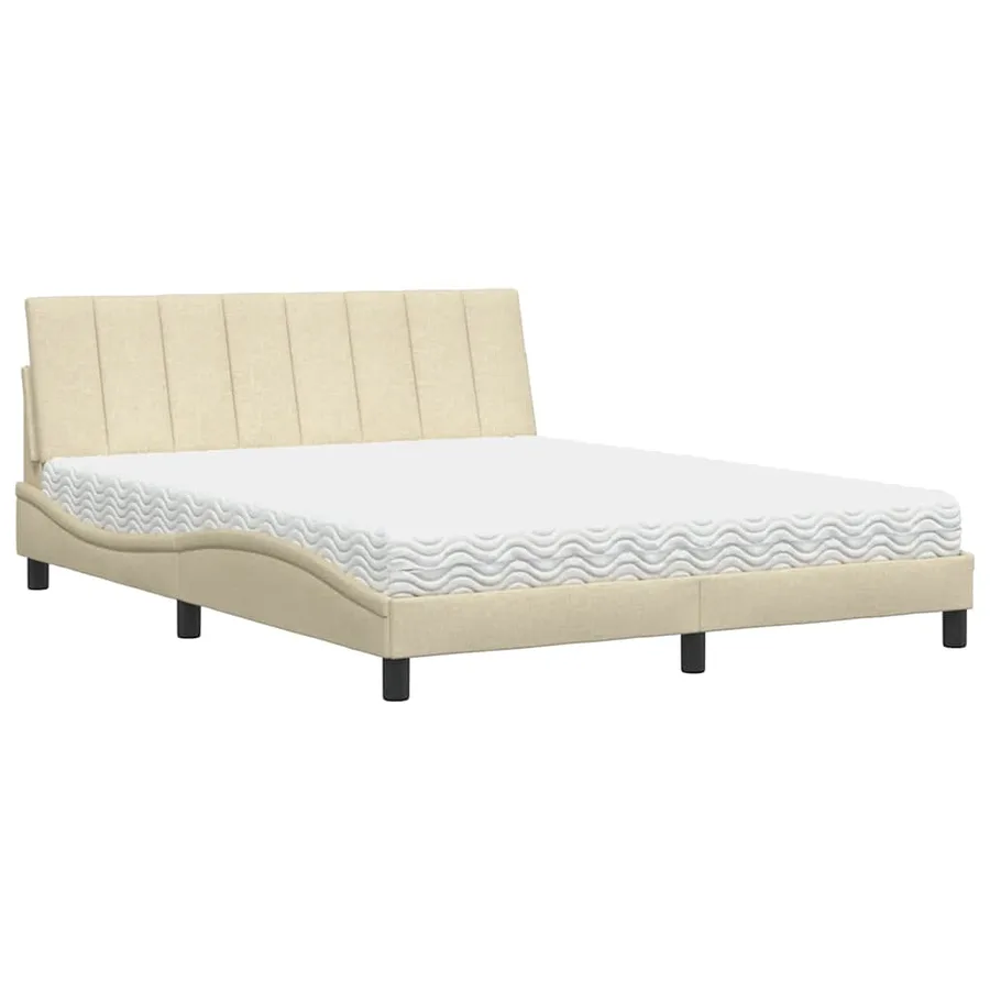 Lit avec matelas Hanko crème 160x200 cm tissu - 2