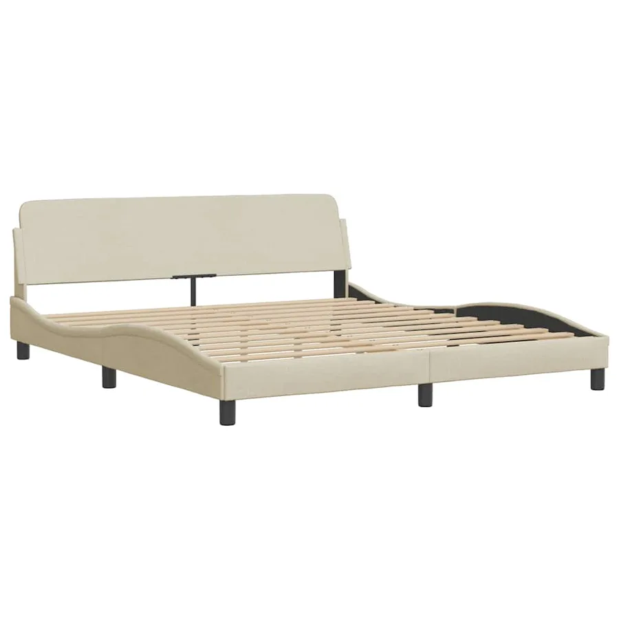 Cadre de lit sans matelas Hanko crème 160x200 cm tissu - 7