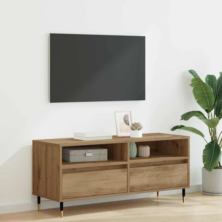 Meuble TV 100 x 34,5 x 44,5 cm Chêne artisanal