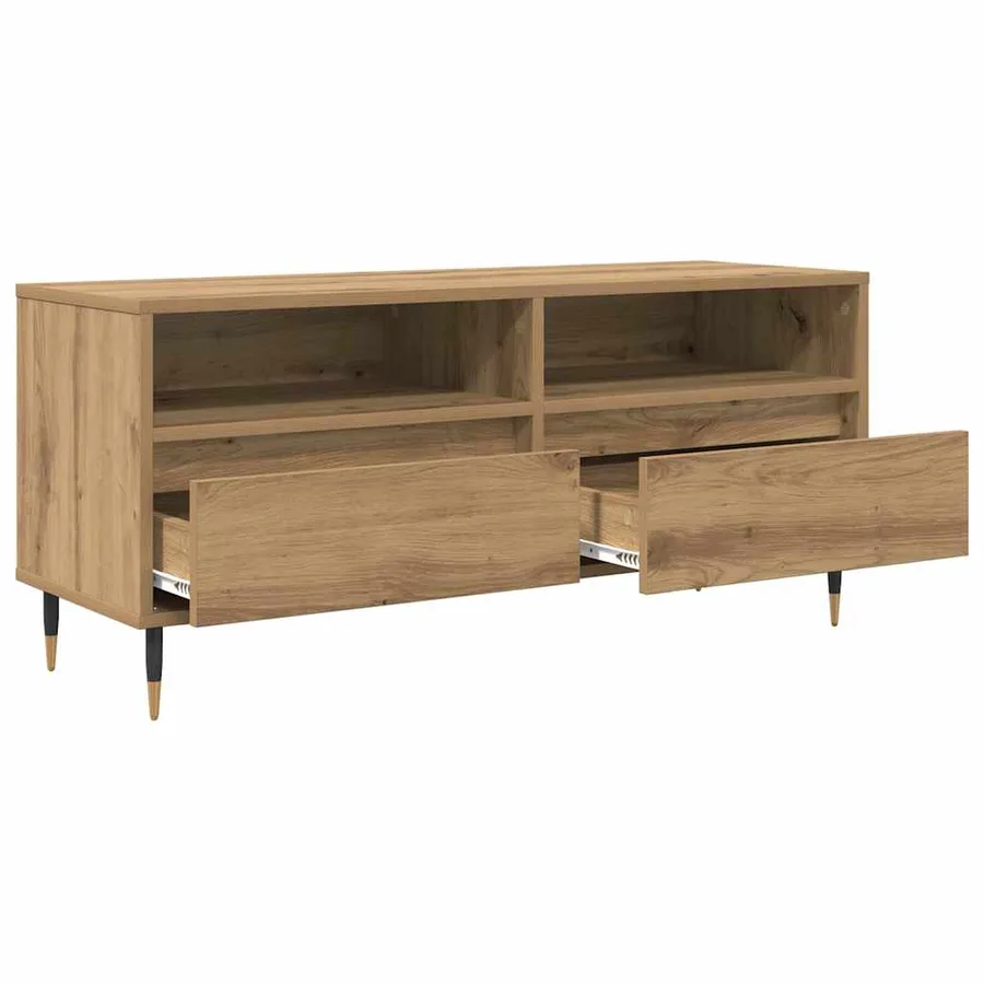 Meuble TV 100 x 34,5 x 44,5 cm Chêne artisanal - 5