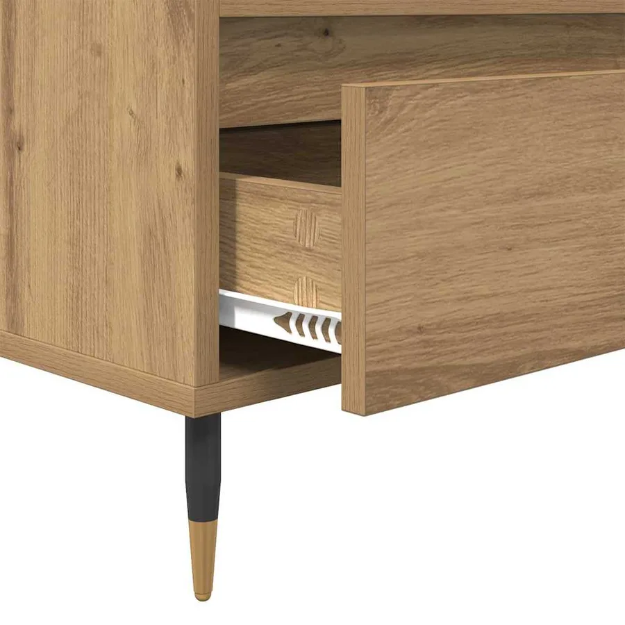 Meuble TV 100 x 34,5 x 44,5 cm Chêne artisanal - 9