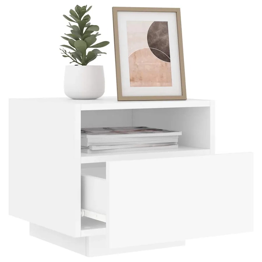Table de chevet avec lumières LED blanc 40x39x37 cm - 4