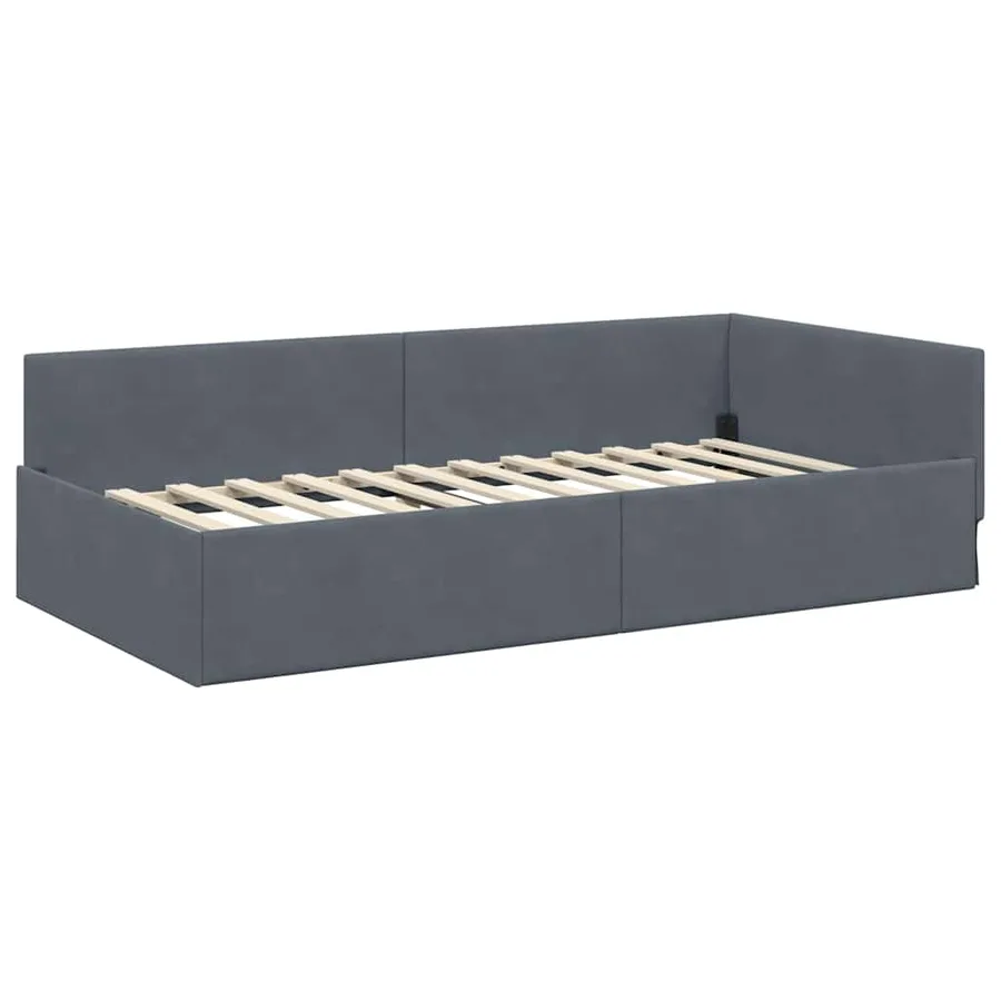Cadre de lit d'angle Gris foncé 90 cm x 190 cm Velours - 4