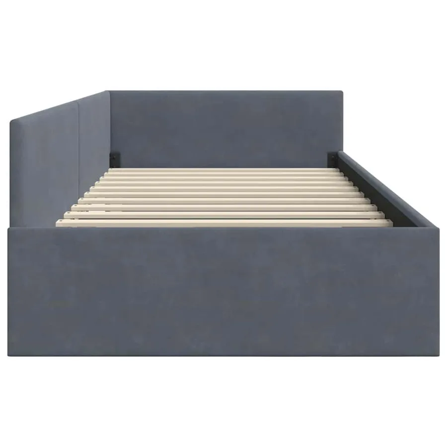 Cadre de lit d'angle Gris foncé 90 cm x 190 cm Velours - 6