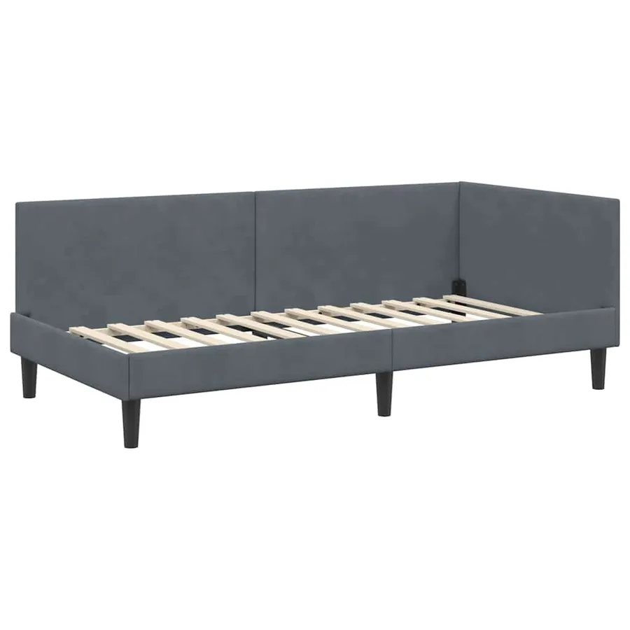 Cadre de lit d'angle Gris foncé 90 cm x 200 cm Velours - 4