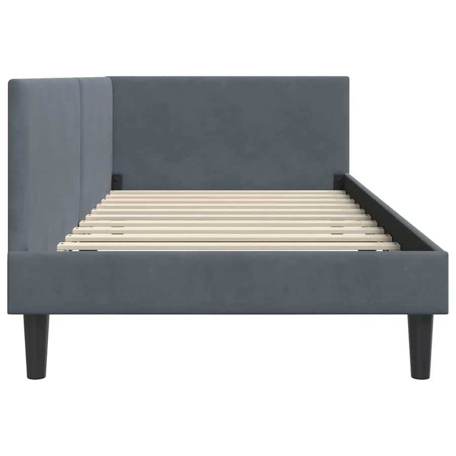 Cadre de lit d'angle Gris foncé 90 cm x 200 cm Velours - 6