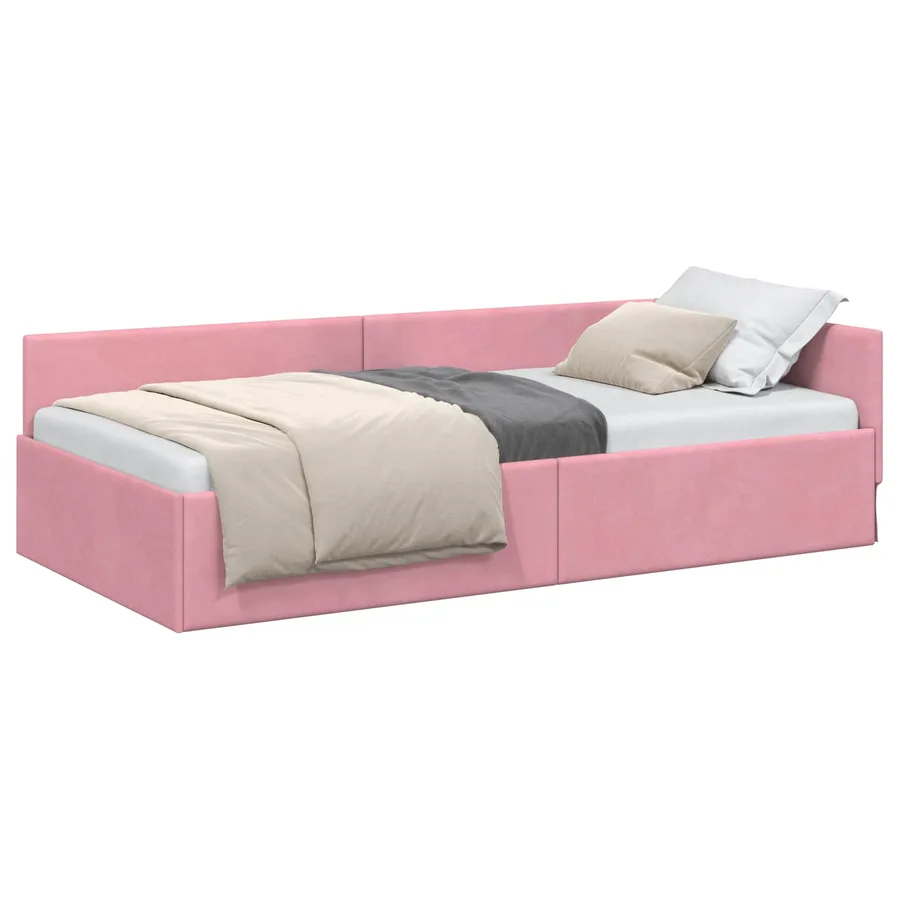 Cadre de lit d'angle Rose 80 cm x 200 cm Velours - 2