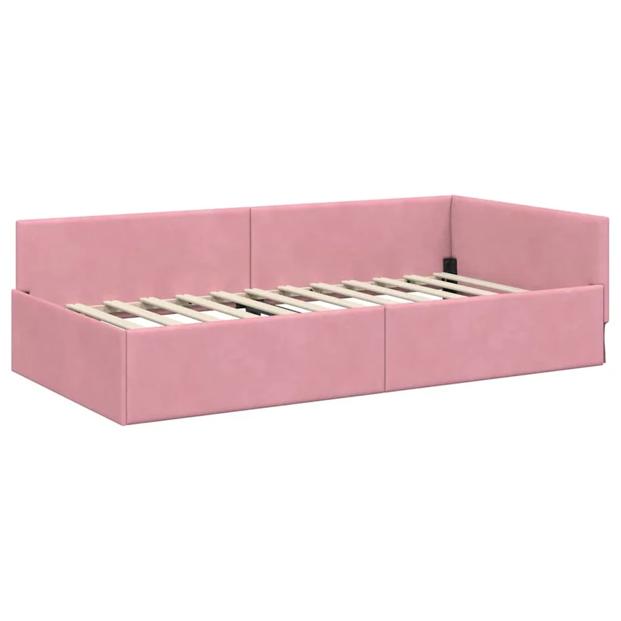 Cadre de lit d'angle Rose 80 cm x 200 cm Velours - 4