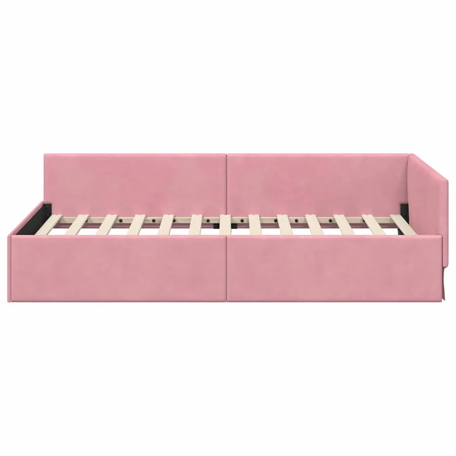 Cadre de lit d'angle Rose 80 cm x 200 cm Velours - 5