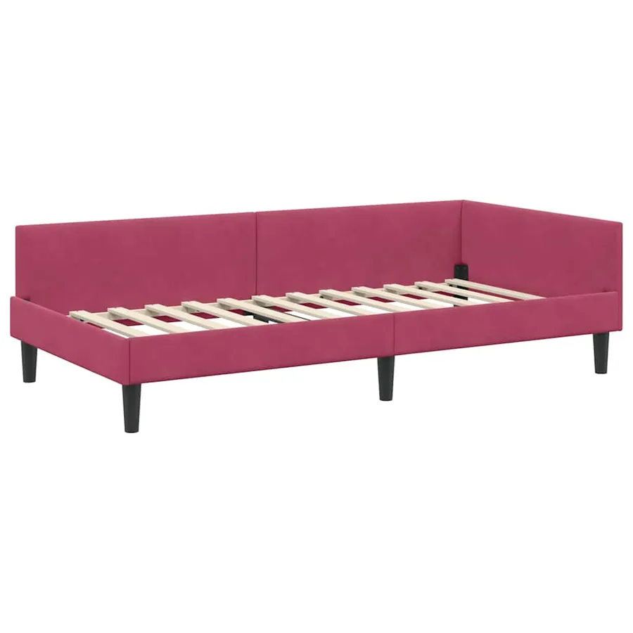 Cadre de lit d'angle Bordeaux 100 cm x 200 cm Velours - 4