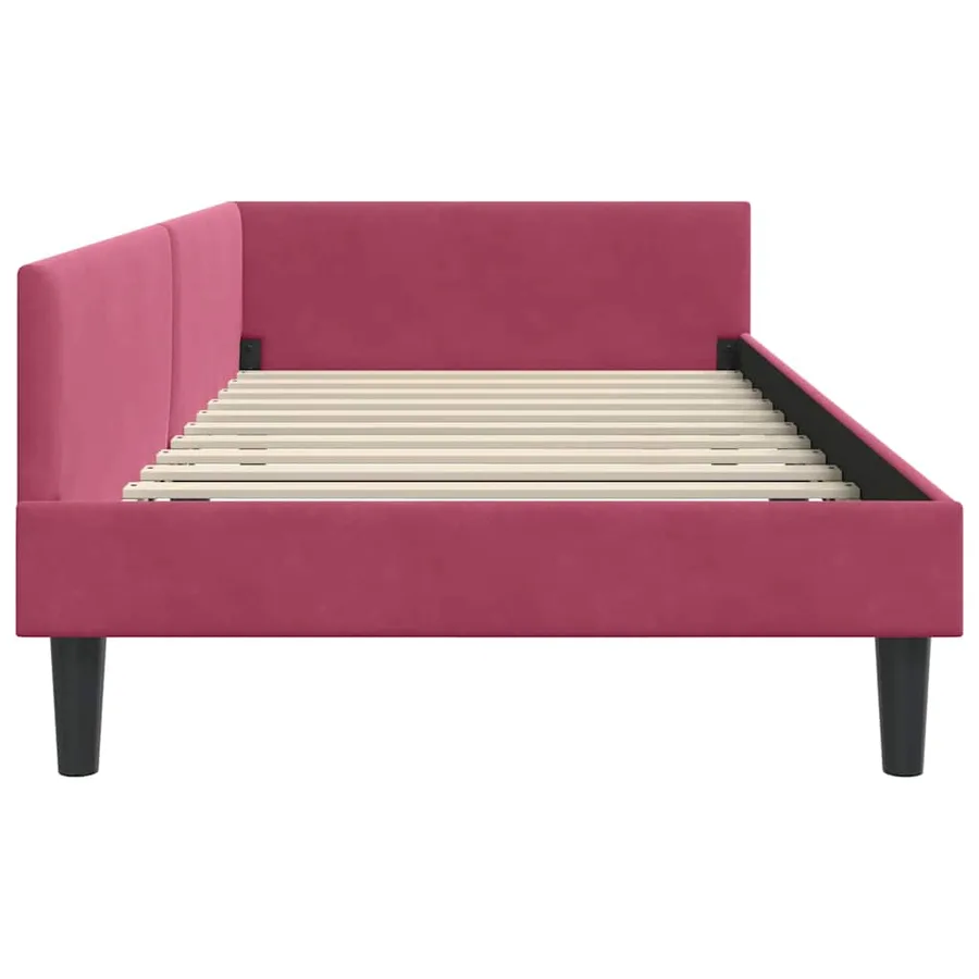Cadre de lit d'angle Bordeaux 100 cm x 200 cm Velours - 6