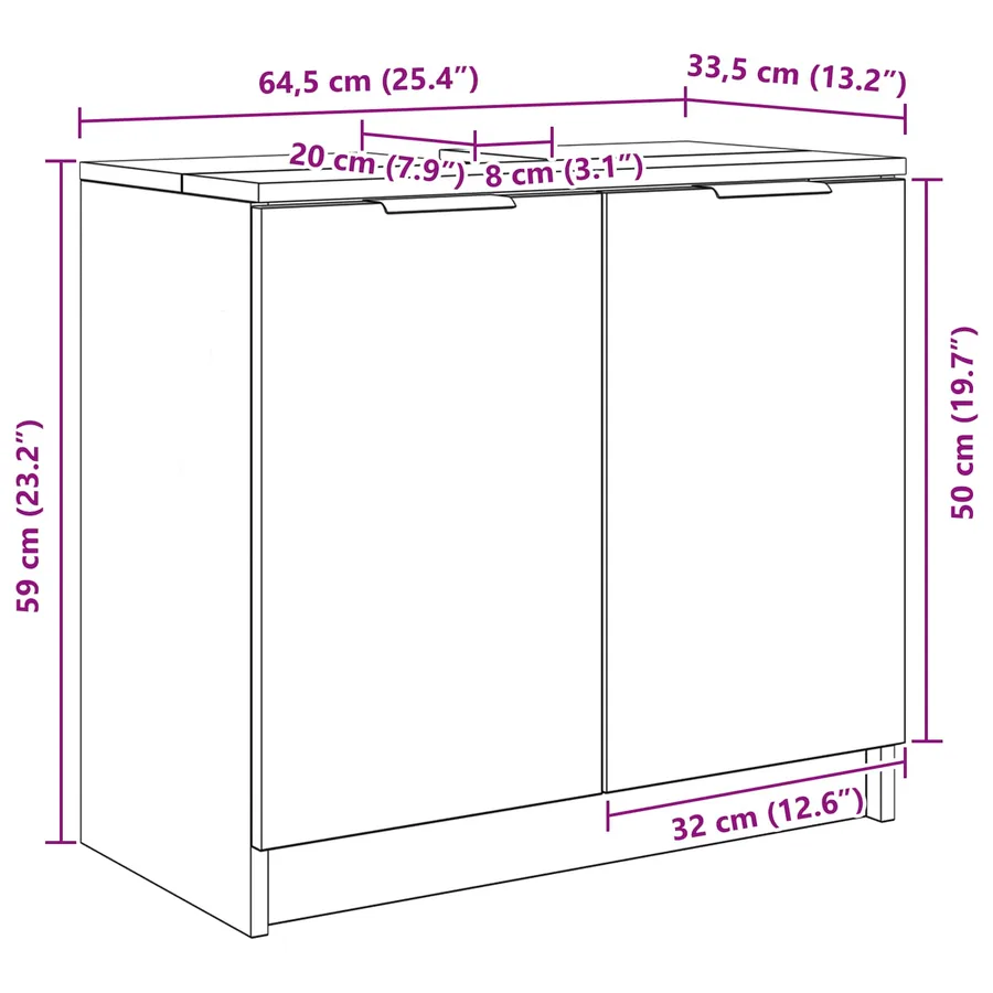 Cabinet de salle de bain Gris béton 64,5 x 33,5 x 59 cm - 13