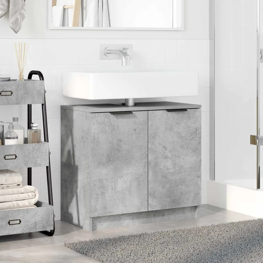 Cabinet de salle de bain Gris béton 64,5 x 33,5 x 59 cm - 4