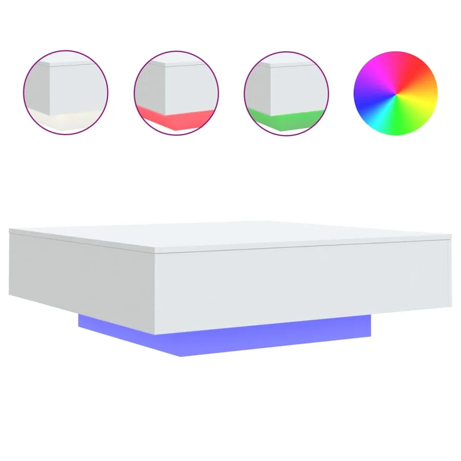 Table basse avec lumières LED blanc 100x100x31 cm - 2