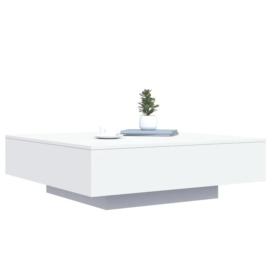 Table basse avec lumières LED blanc 100x100x31 cm - 5