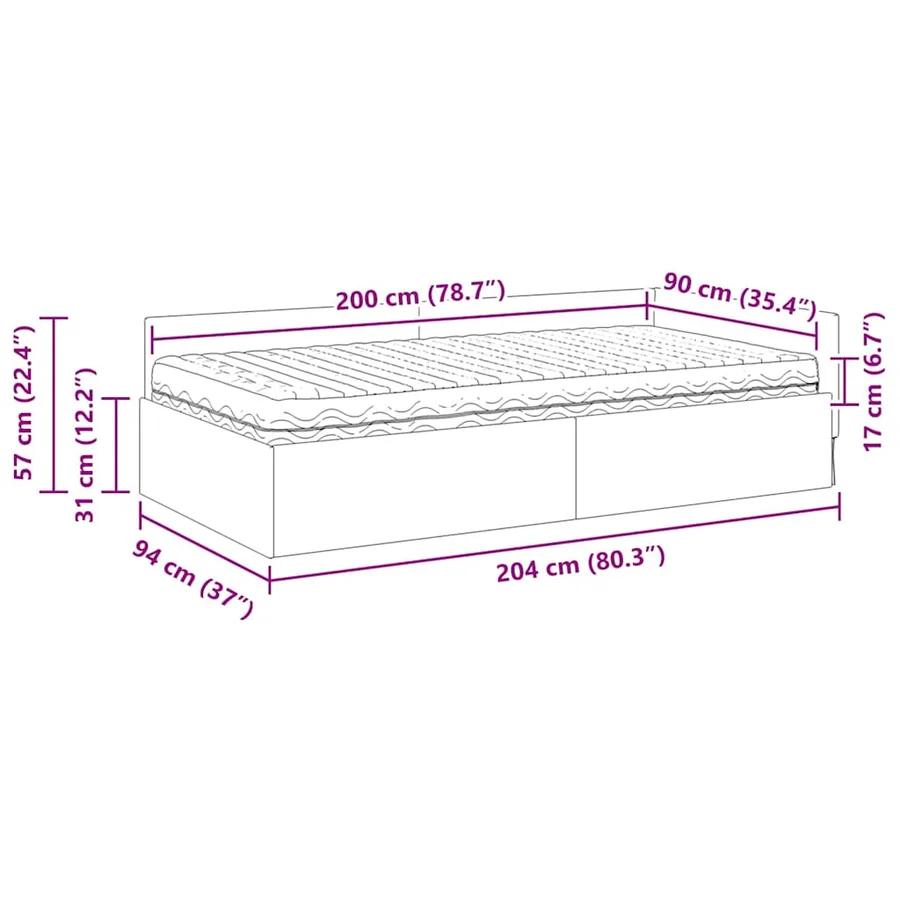 Cadre de lit d'angle avec matelas Autre 2 pcs Vert tissu - 14